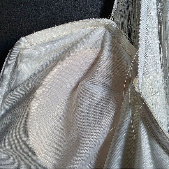 Tassel Fringe Deep V Off White Body Suit Vera & Lucy Sz L - Picture 9 of 10